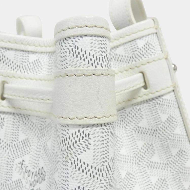 Pre Owned Goyard White Goyardine Petit Flot PM Bucket Bag 