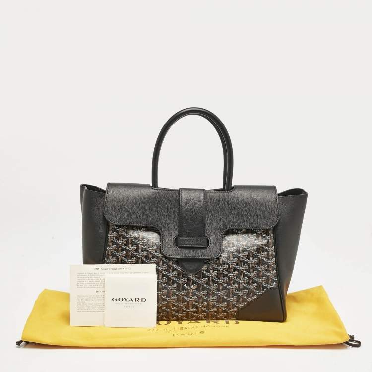 Pre Owned Goyard Black Goyardine Coated Canvas and Leather Saigon Tote
