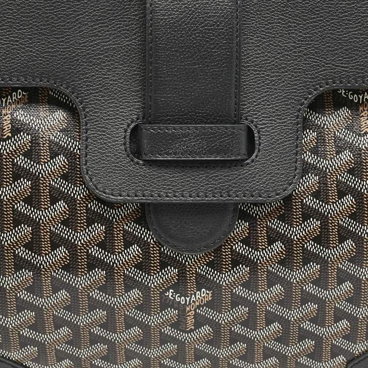 Pre Owned Goyard Black Goyardine Coated Canvas and Leather Saigon Tote