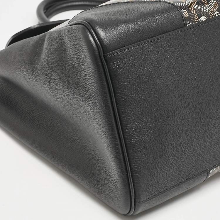 Pre Owned Goyard Black Goyardine Coated Canvas and Leather Saigon Tote