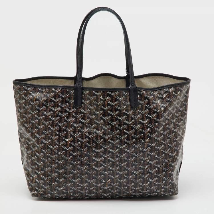 Pre Owned Goyard Black Goyardine Coated Canvas and Leather Saint Louis PM Tote