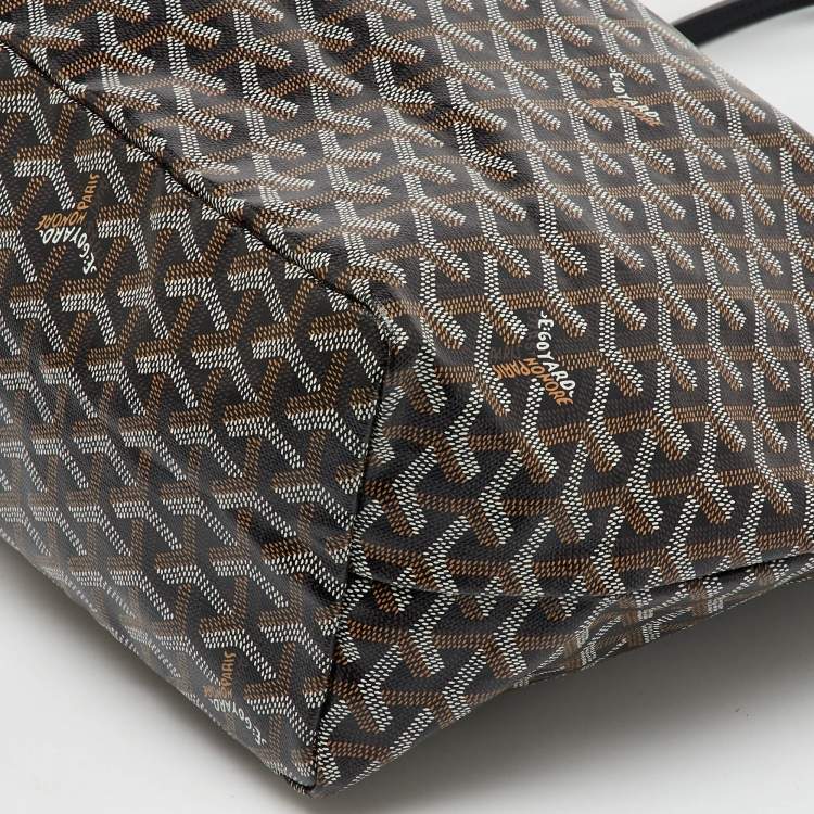 Pre Owned Goyard Black Goyardine Coated Canvas and Leather Saint Louis PM Tote