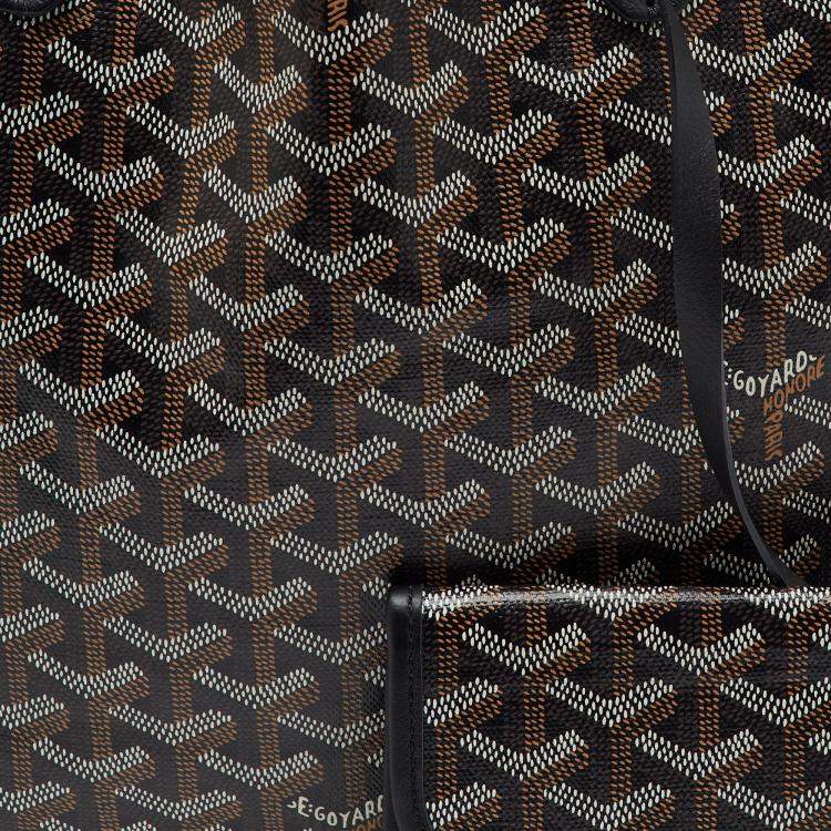 Pre Owned Goyard Black Goyardine Coated Canvas and Leather Saint Louis PM Tote