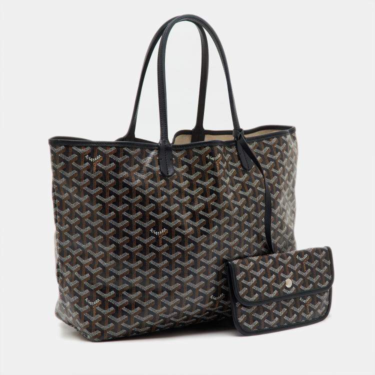 Pre Owned Goyard Black Goyardine Coated Canvas and Leather Saint Louis PM Tote