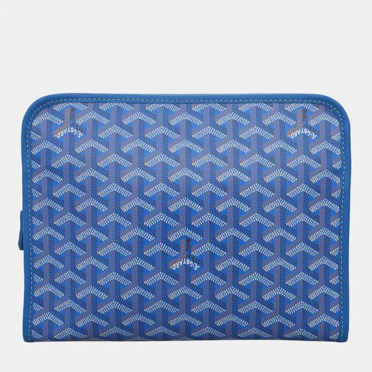 Pre Owned Goyard Blue Coated Canvas Trousse Jouvence MM Clutch