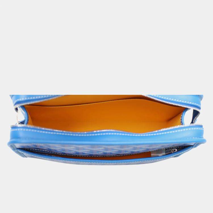 Pre Owned Goyard Blue Coated Canvas Trousse Jouvence MM Clutch