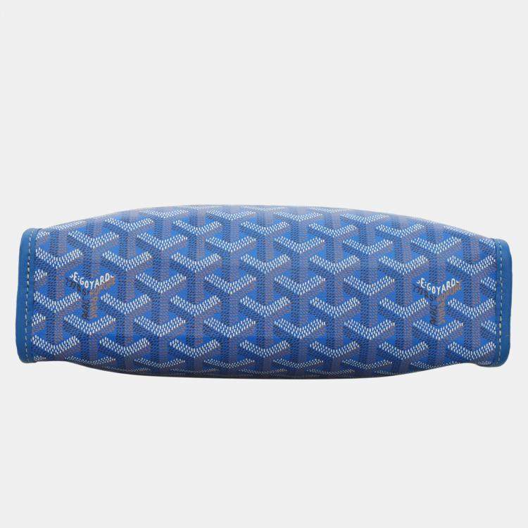 Pre Owned Goyard Blue Coated Canvas Trousse Jouvence MM Clutch