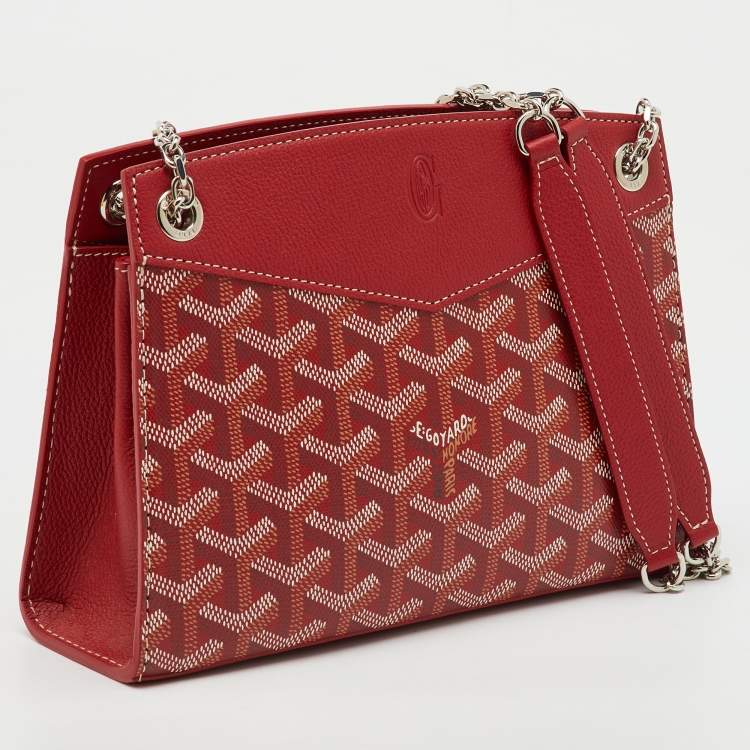 Pre Owned Goyard Red Goyardine Coated Canvas and Leather Rouette Structure Mini Shoulder Bag