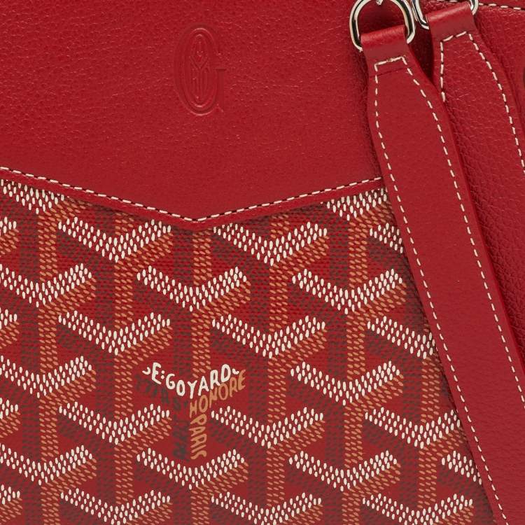 Pre Owned Goyard Red Goyardine Coated Canvas and Leather Rouette Structure Mini Shoulder Bag