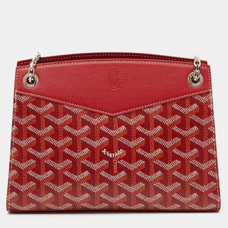 Pre Owned Goyard Red Goyardine Coated Canvas and Leather Rouette Structure Mini Shoulder Bag