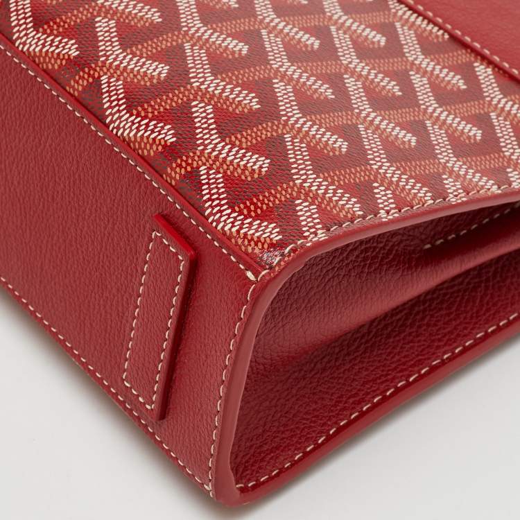 Pre Owned Goyard Red Goyardine Coated Canvas and Leather Rouette Structure Mini Shoulder Bag