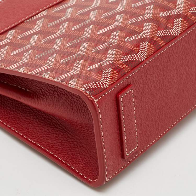 Pre Owned Goyard Red Goyardine Coated Canvas and Leather Rouette Structure Mini Shoulder Bag