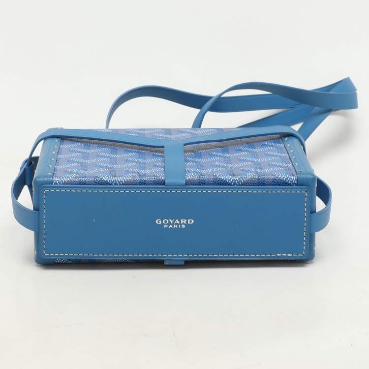 Pre Owned Goyard Blue Goyardine Coated Canvas and Leather Minaudière Trunk Bag