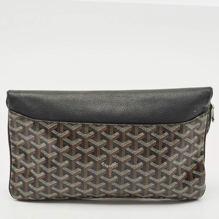 Pre Owned Goyard Black Goyardine Coated Canvas Sainte Marie Clutch