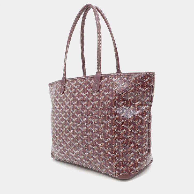 Pre Owned Goyard Burgundy PVC Leather Artois PM Tote Bag