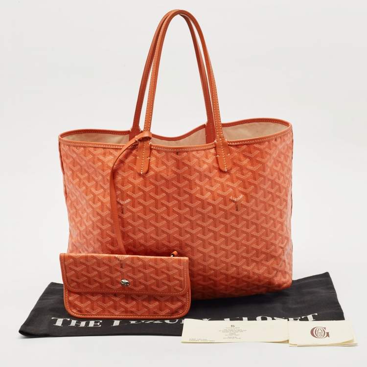 Pre Owned Goyard Orange Goyardine Coated Canvas Saint Louis PM Tote