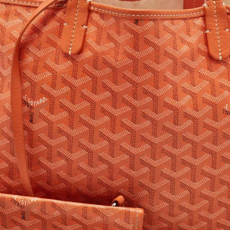 Pre Owned Goyard Orange Goyardine Coated Canvas Saint Louis PM Tote
