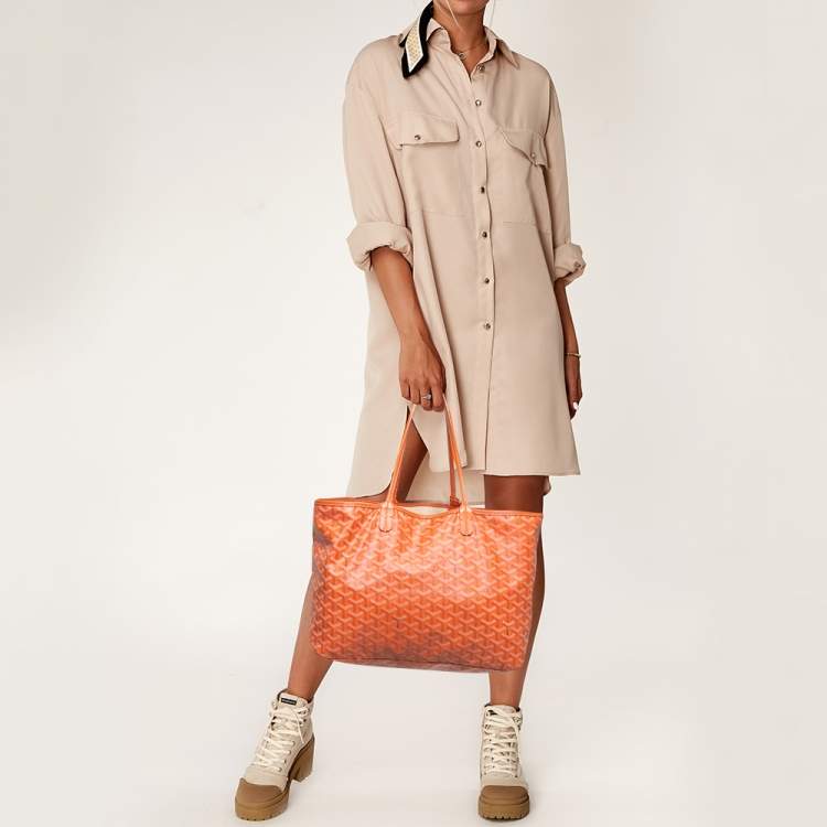Pre Owned Goyard Orange Goyardine Coated Canvas Saint Louis PM Tote