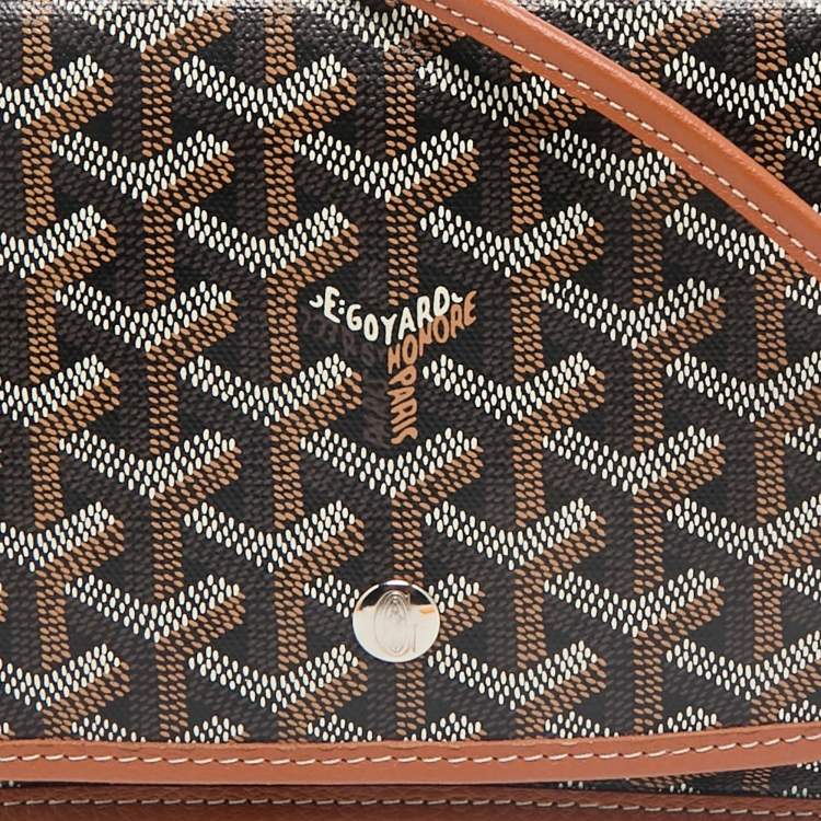 Pre Owned Goyard Brown Goyardine Coated Canvas and Leather Plumet Crossbody Bag