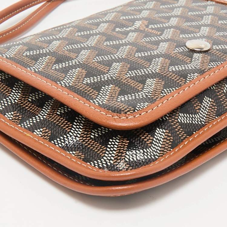 Pre Owned Goyard Brown Goyardine Coated Canvas and Leather Plumet Crossbody Bag