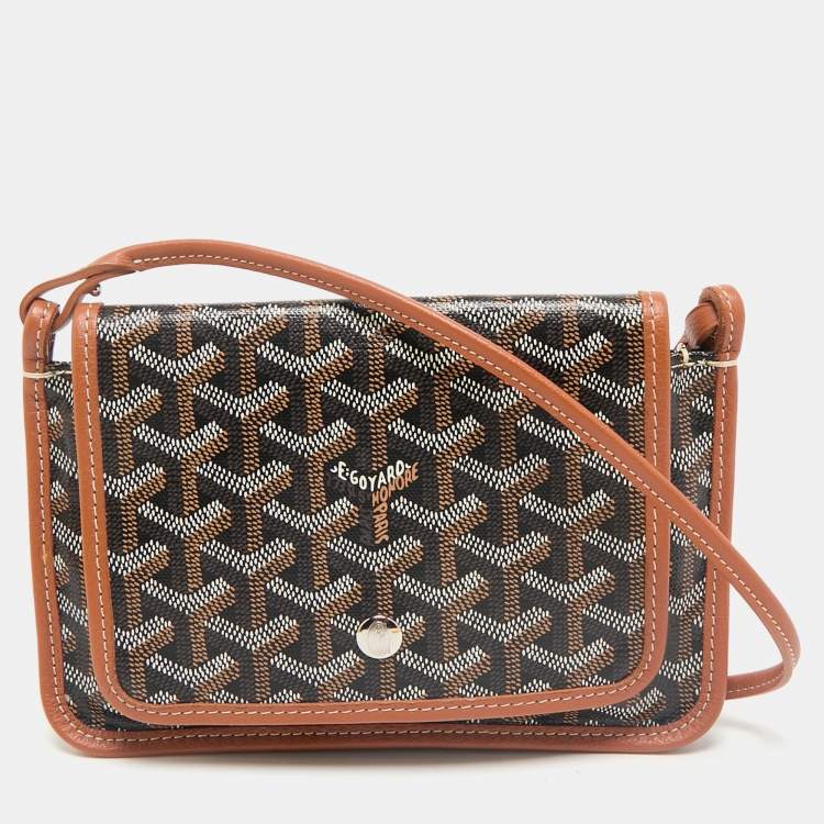 Pre Owned Goyard Brown Goyardine Coated Canvas and Leather Plumet Crossbody Bag