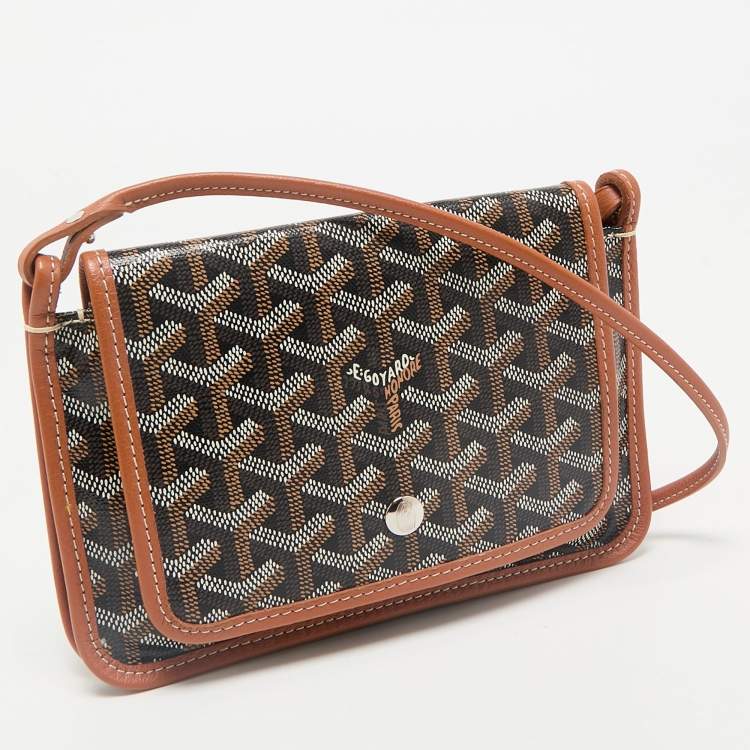 Pre Owned Goyard Brown Goyardine Coated Canvas and Leather Plumet Crossbody Bag