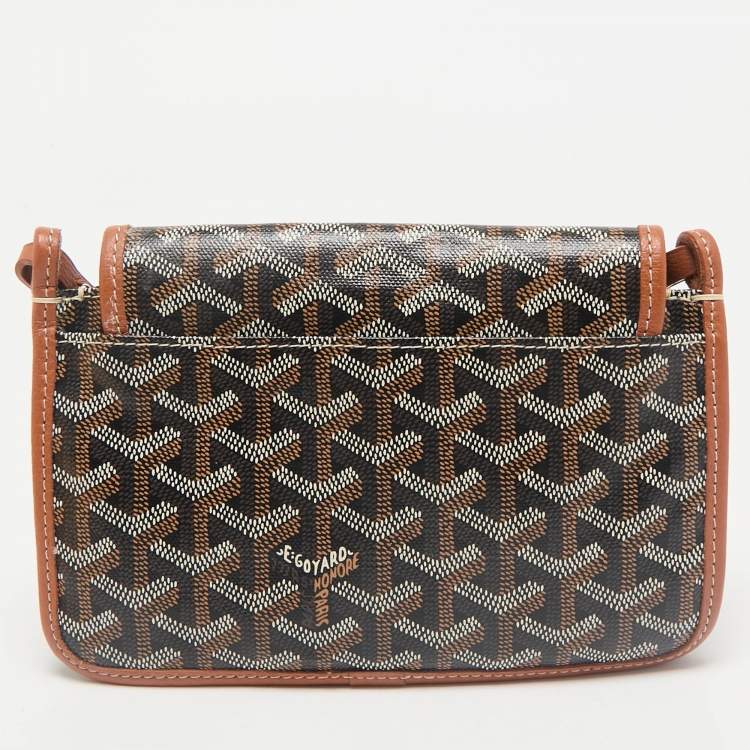 Pre Owned Goyard Brown Goyardine Coated Canvas and Leather Plumet Crossbody Bag