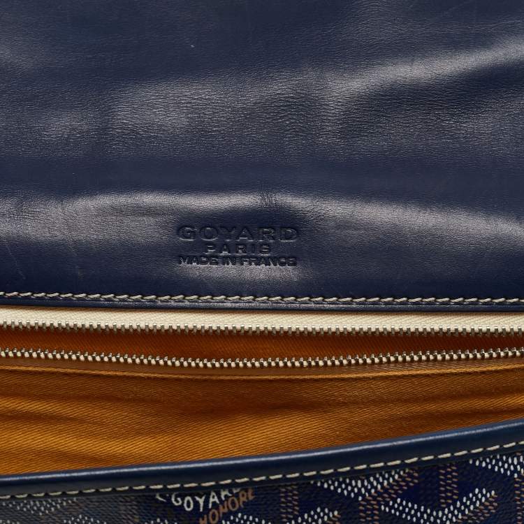 Pre Owned Goyard Blue Goyardine Coated Canvas Belvedere MM Saddle Bag