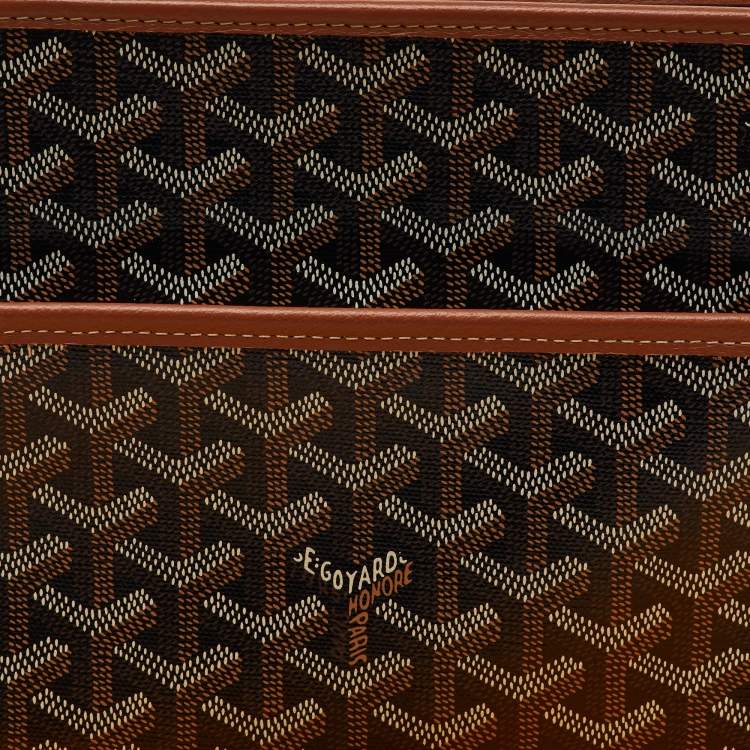 Pre Owned Goyard Black/Brown Goyardine Coated Canvas and Leather Jouvence MM Toiletry Pouch