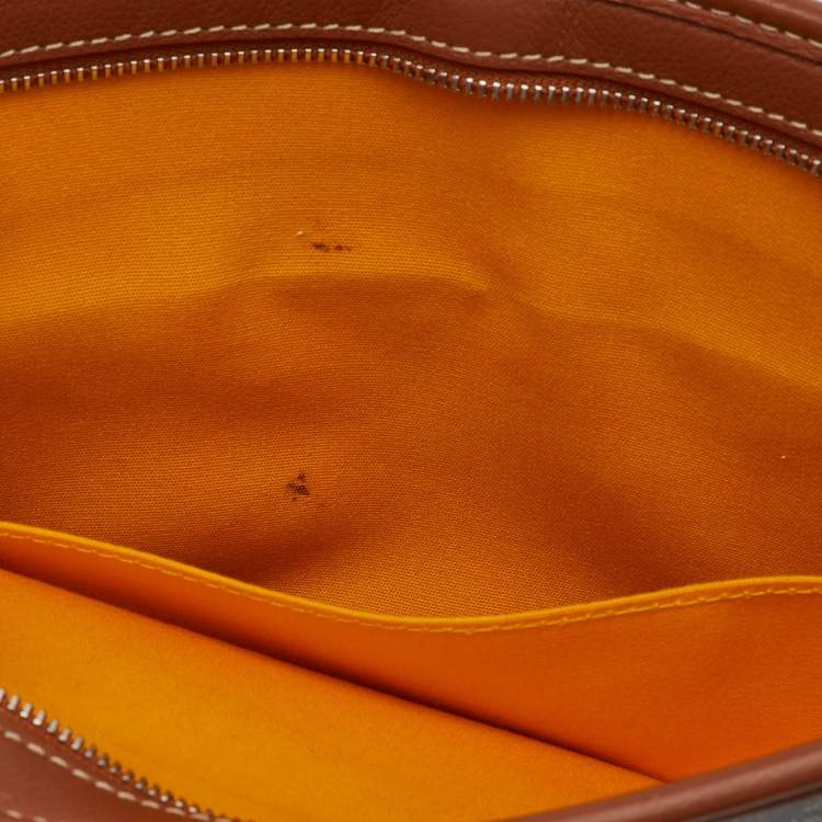 Pre Owned Goyard Black/Brown Goyardine Coated Canvas and Leather Jouvence MM Toiletry Pouch