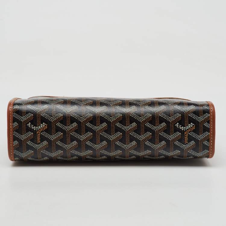 Pre Owned Goyard Black/Brown Goyardine Coated Canvas and Leather Jouvence MM Toiletry Pouch