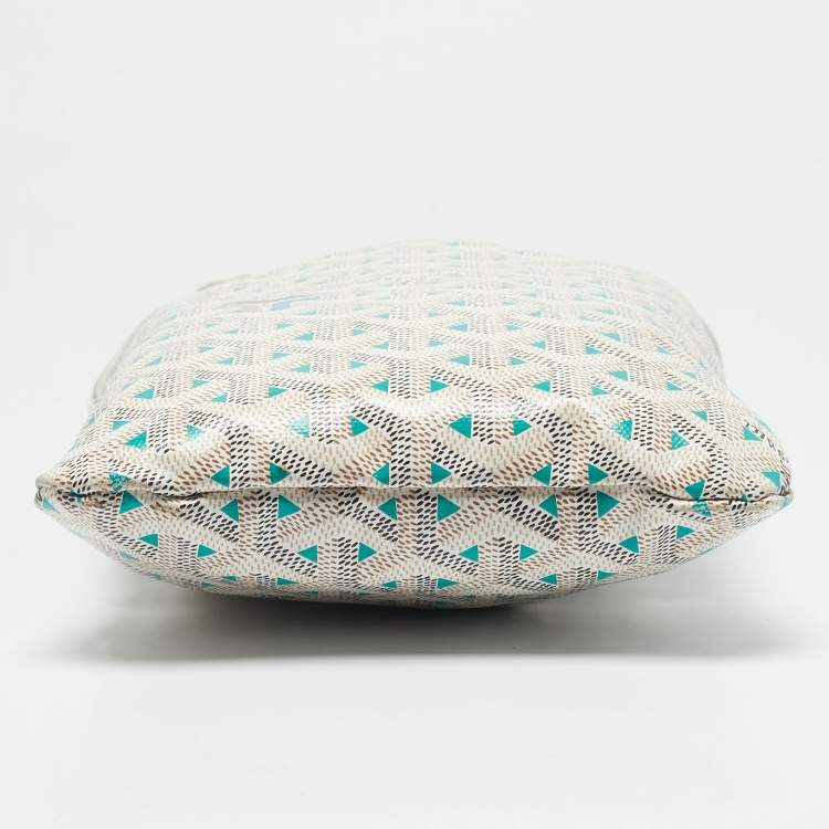 Pre Owned Goyard White/Green Goyardine Coated Canvas and Leather Poitiers Claire Voice Bag