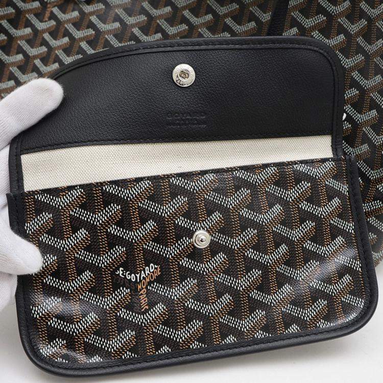 Pre Owned Goyard Black Canvas and Leather Saint Louis PM Tote Bag