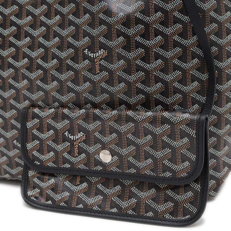 Pre Owned Goyard Black Canvas and Leather Saint Louis PM Tote Bag