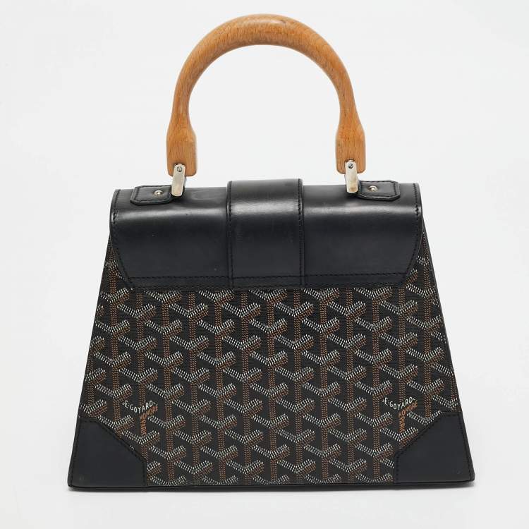Pre Owned Goyard Black Goyardine Coated Canvas and Leather PM Saigon Top Handle Bag