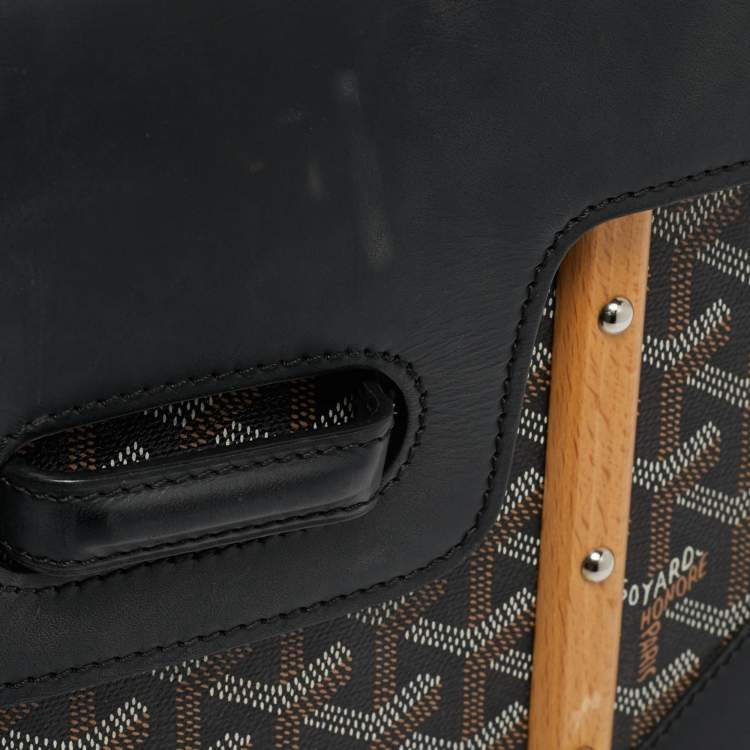 Pre Owned Goyard Black Goyardine Coated Canvas and Leather PM Saigon Top Handle Bag