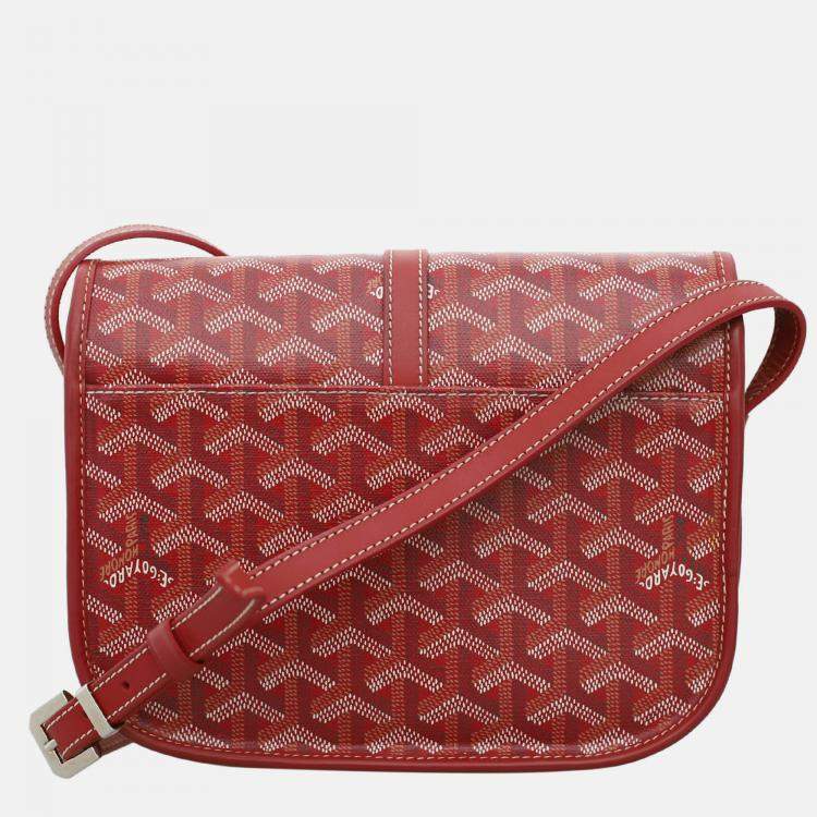 Pre Owned Goyard Red Coated Canvas Belvedere PM Bag