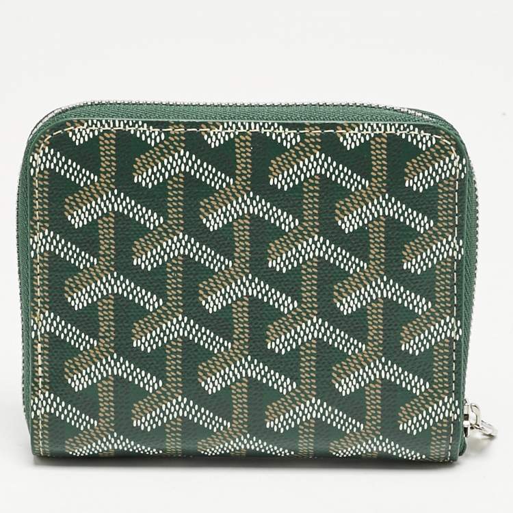 Pre Owned Goyard Green Goyardine Coated Canvas and Leather Matignon PM Wallet