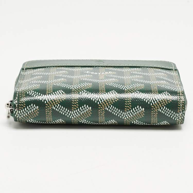 Pre Owned Goyard Green Goyardine Coated Canvas and Leather Matignon PM Wallet