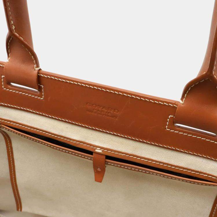 Pre Owned Goyard Bellechasse MM Goyardine Black/Brown Coated Canvas Leather Tote Bag