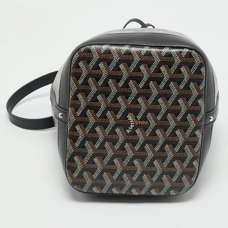 Pre Owned Goyard Black Goyardine Coated Canvas and Leather Flot Bucket Bag