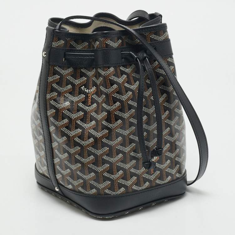 Pre Owned Goyard Black Goyardine Coated Canvas and Leather Flot Bucket Bag