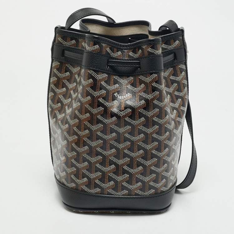 Pre Owned Goyard Black Goyardine Coated Canvas and Leather Flot Bucket Bag