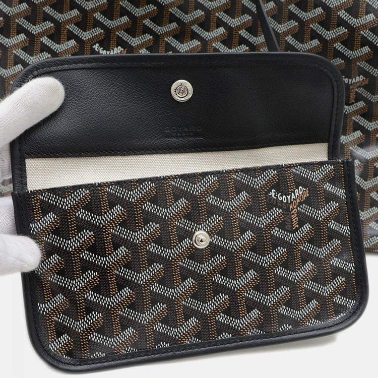 Pre Owned Goyard Saint Louis PM Goyardine Canvas Black Tote Bag 