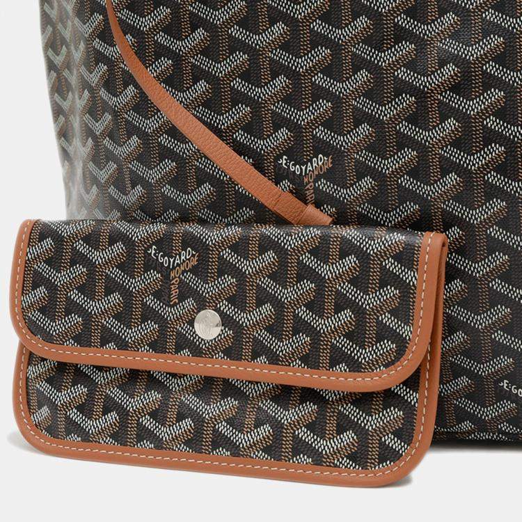 Pre Owned Goyard Saint Louis PM Black/Brown Goyardine Canvas Tote Bag