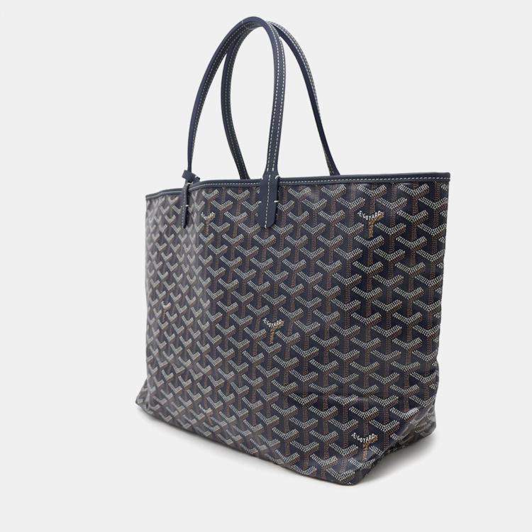 Pre Owned Goyard Saint Louis PM Navy Canvas Tote Bag