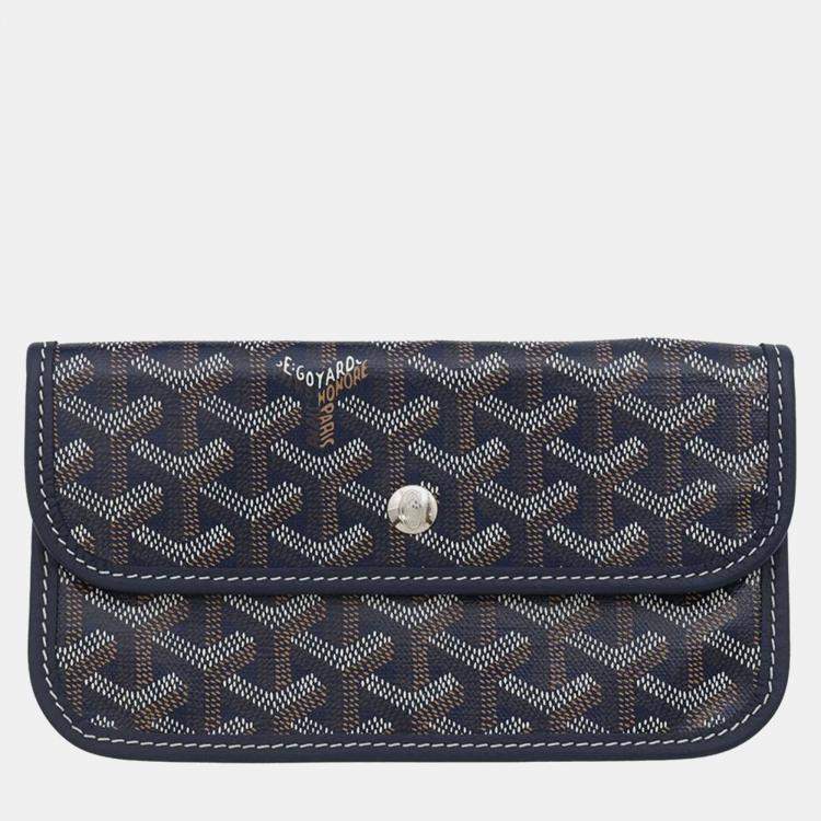 Pre Owned Goyard Saint Louis PM Navy Canvas Tote Bag