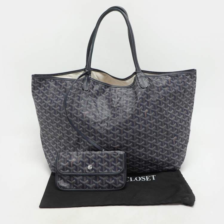 Pre Owned Goyard Blue Goyardine Canvas Saint Louis GM Bag