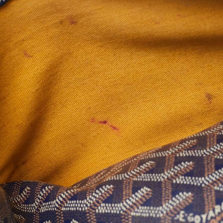 Pre Owned Goyard Blue Goyardine Coated Canvas and Leather Belvedere MM Saddle Bag