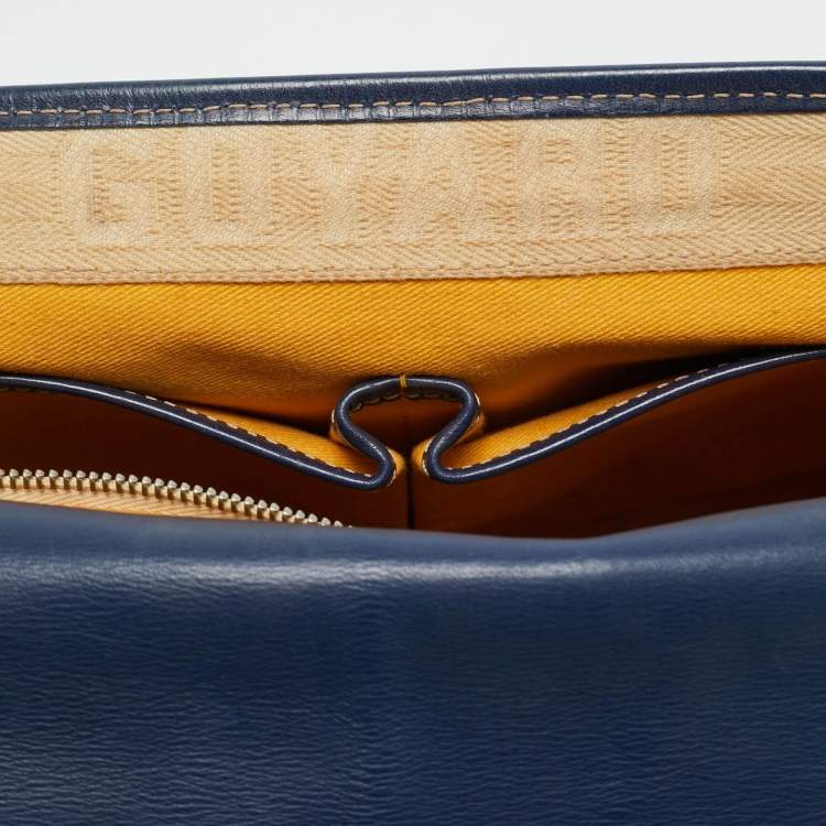 Pre Owned Goyard Blue Goyardine Coated Canvas and Leather Belvedere MM Saddle Bag